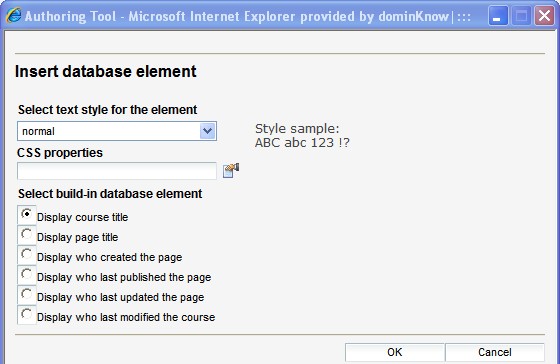 Insert database element